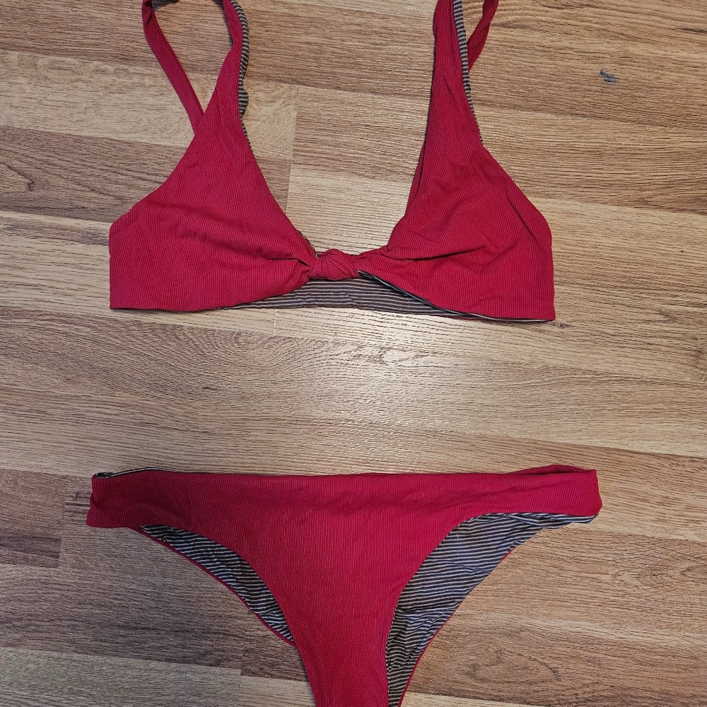 ACACIA Bikini Set- Red Ribbed Bikini